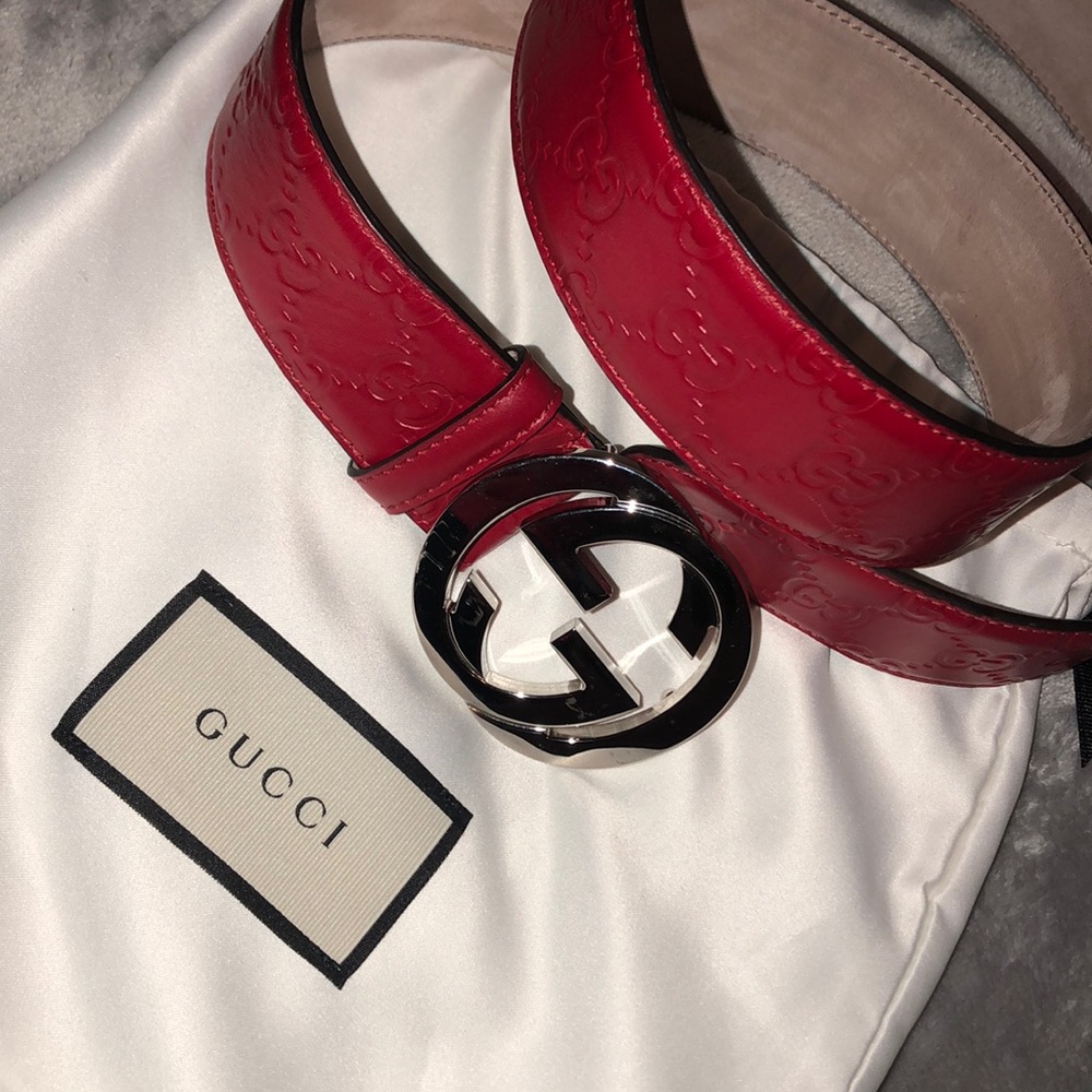Red Gucci belt for Men